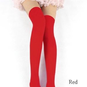 Thigh high/ over the knee red socks used
